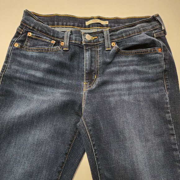 Levi's Dark Wash Stretch Denim Mid Rise Boyfriend Jeans - Picture 4 of 6